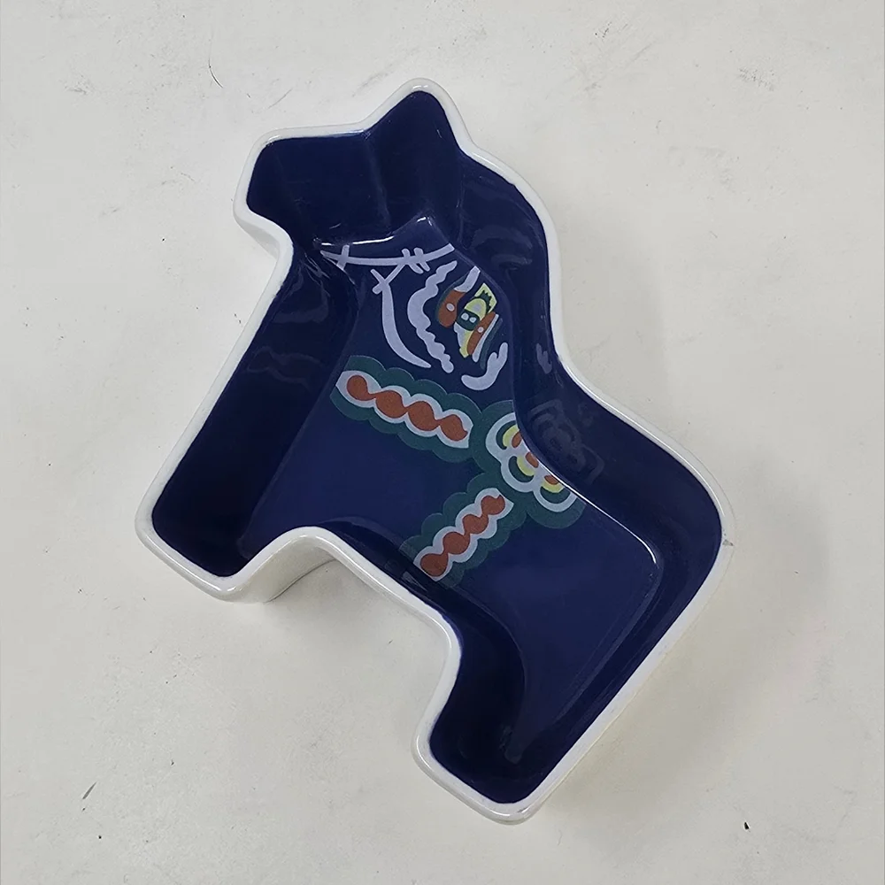 Sagaform Dala horse dish‎ bowl blue Ylva Olsson Design Sweden Swedish folk art